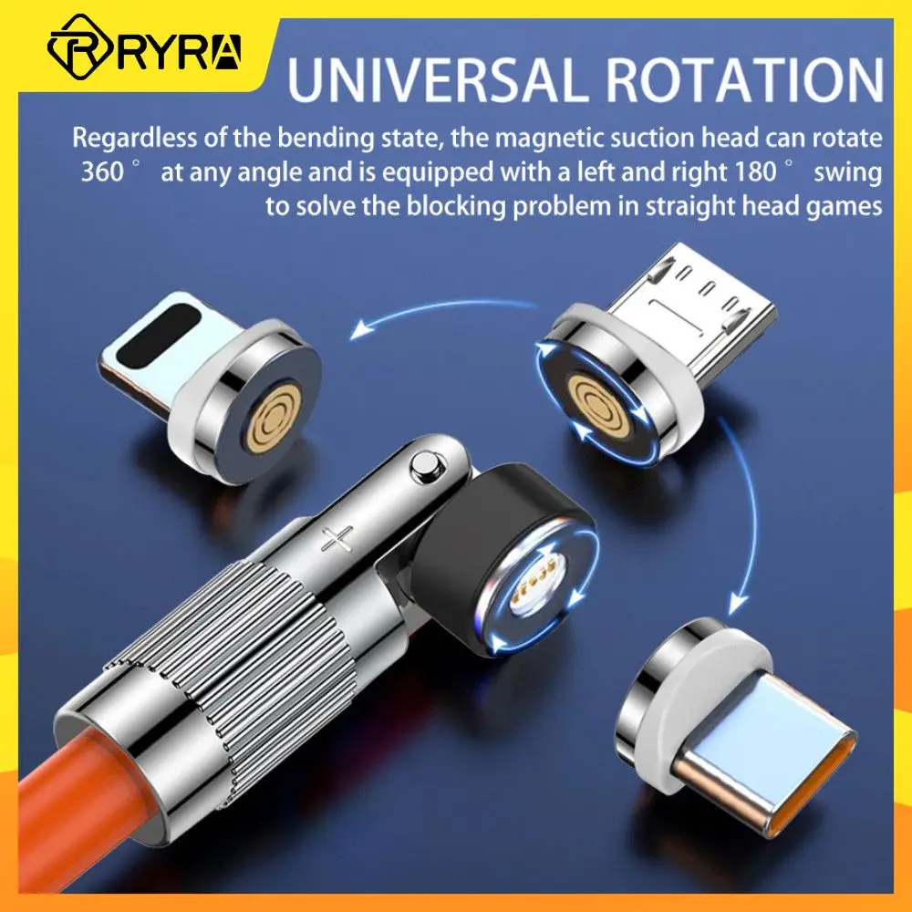 

RYRA Magnetic Suction Data Line Blind Circular Magnetic Charging Line Three In One 120W Fast Charging 540 Degree Rotation Cable