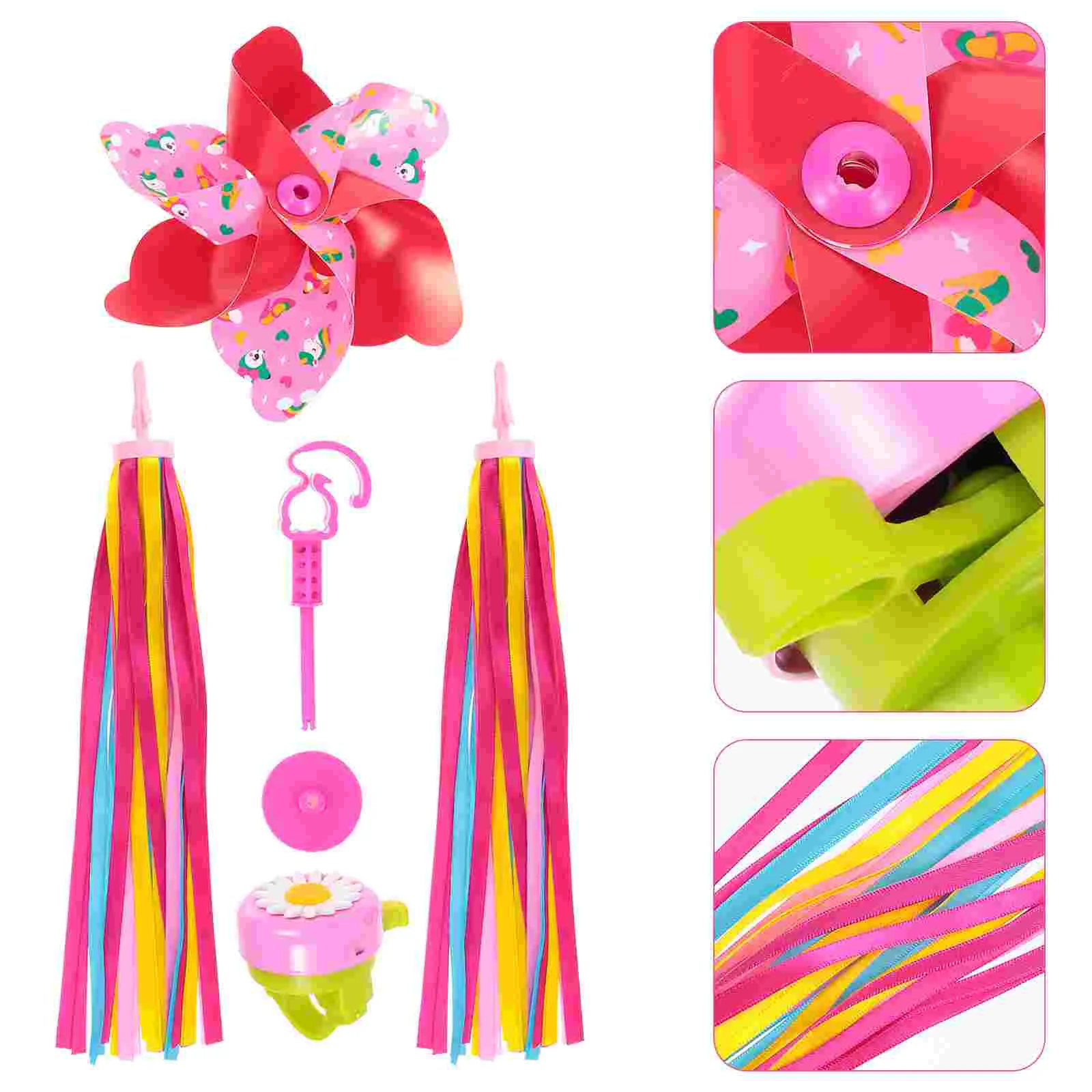 

Streamers Bike Bell Handlebar Grips Decoration Children Scooter Accessories Tassel Cycling Ribbons Kids Windmill Ribbon Bells