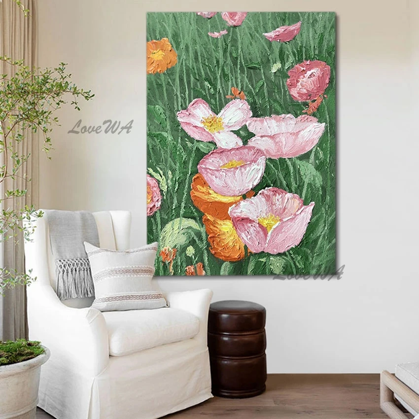 

Abstract Water Lily Flowers Oil Painting Decorative Canvas Picture Unframed Wall Art Hand Painted Hot Selling Knife Paintings