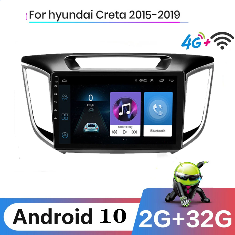 

Автомагнитола 2 Din на Android 10 для Hyundai Creta Ix25, мультимедийный проигрыватель с GPS-навигацией для Carplay, стерео, DVD, 2015, 2016, 2017, 2018