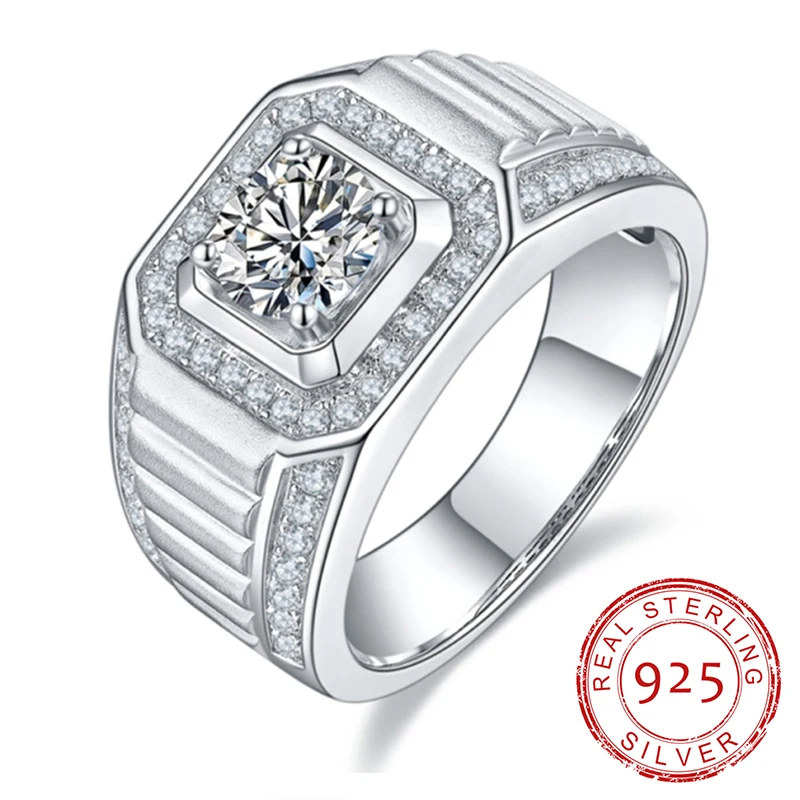 

Anu 1ct D Color Moissanite Diamond 18K White Gold Plated Men's Rings Engagement Wedding Rings Wholesale
