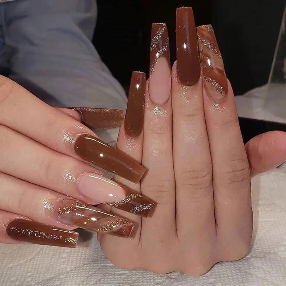 

Длинные гвозди, накладные ногти «сделай сам», французские балерины, накладные ногти, полный пресс для ногтей, женское покрытие с аксессуара...