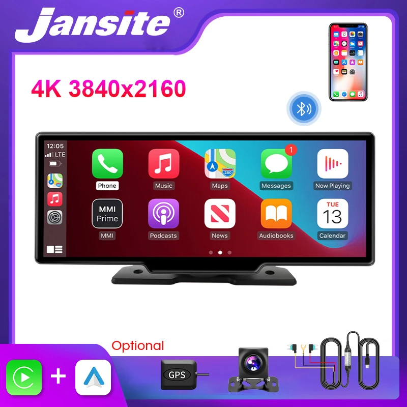 

Зеркало-видеорегистратор Jansite, 10,26 дюйма, 4K, Wi-Fi, двойной объектив