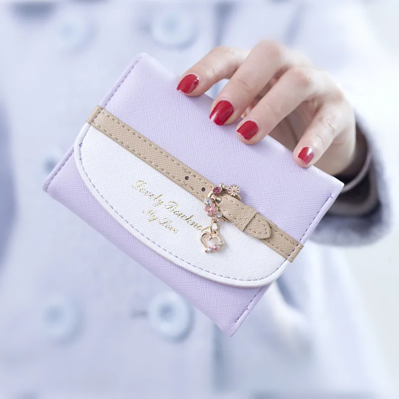 Women Lady Girl Cute Mini Wallet Elegant Card Holder Coin Purse Small PU Leather Clutch Handbag Fashion Lovely Money Bag