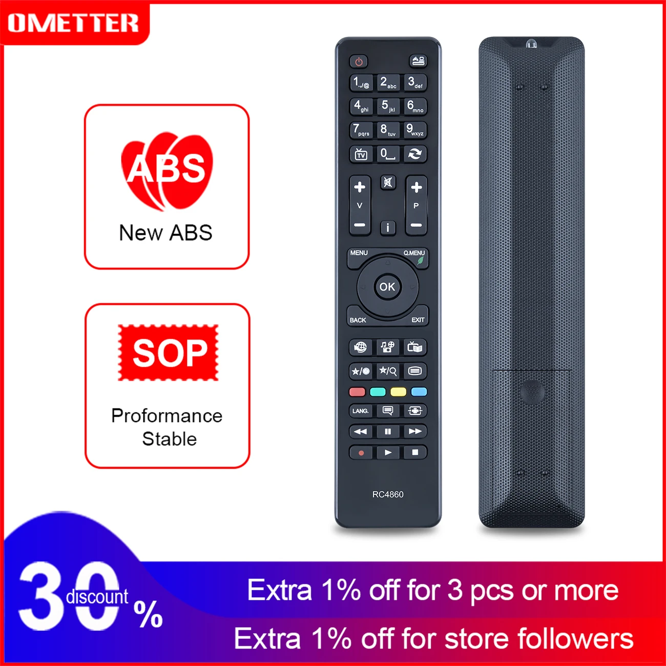

RC4860 Replace TV Remote Control for Hitachi TV/Telefunken 32TFNSFVPFHD/42HXT12U PXPE