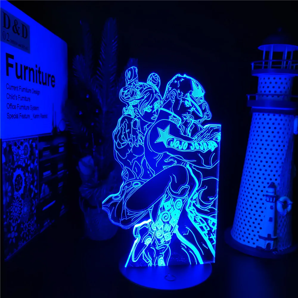 

3D Lamp Anime JoJo's Bizarre Adventure Stone Ocean Jolyne Cujoh Kujo Jotaro Led Night Light Bedroom Decor Neon Lampe Manga Gifts