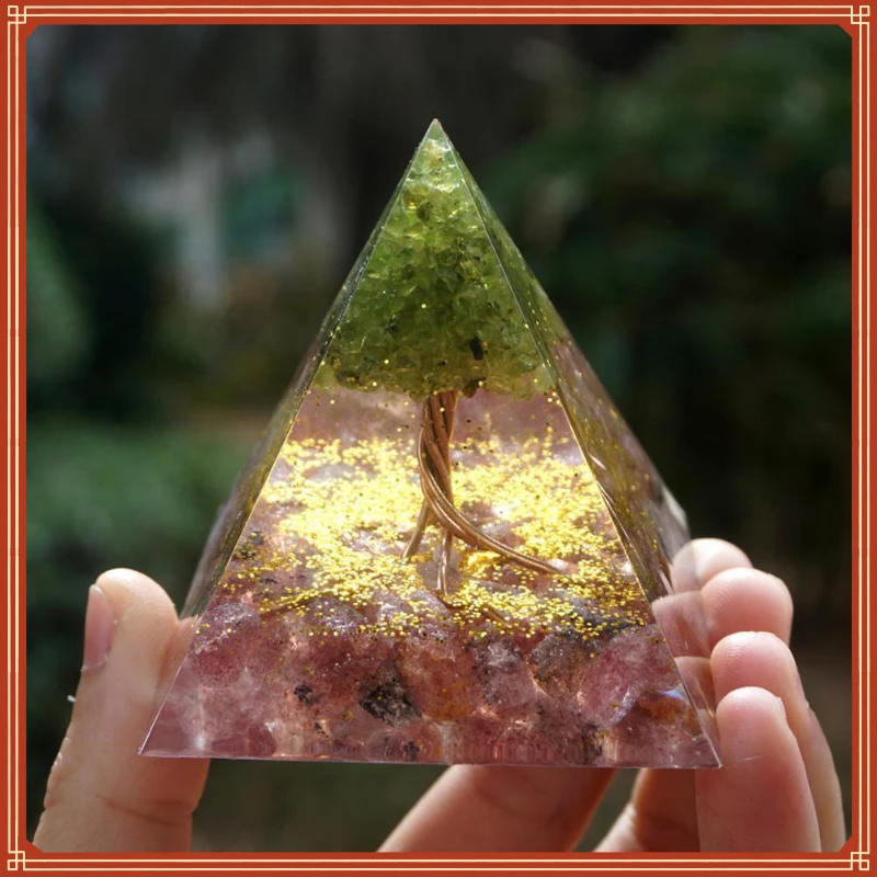 

Generator Orgone Pyramid Amethyst Peridot Healing Natural Crystal Reiki Chakra Generator Orgonite Pyramid Meditation Tool