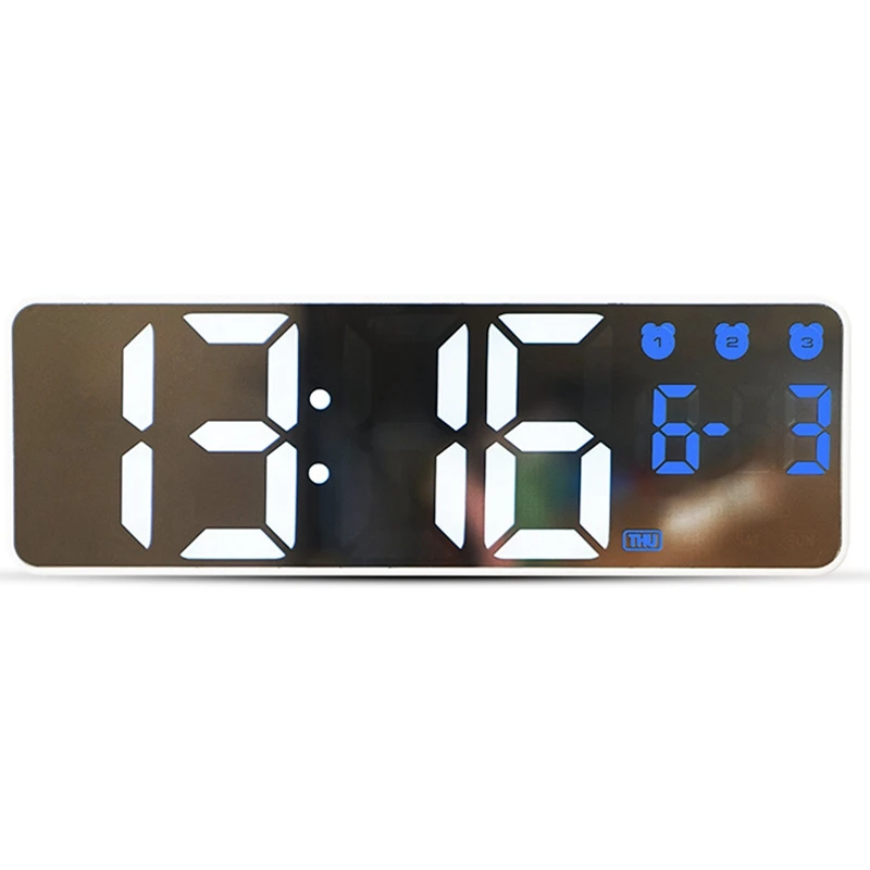 

Digital Wall Clock Voice Control Date 3 Alarms Electronic Table Clock Night Mode Touch Snooze LED Clocks For Home