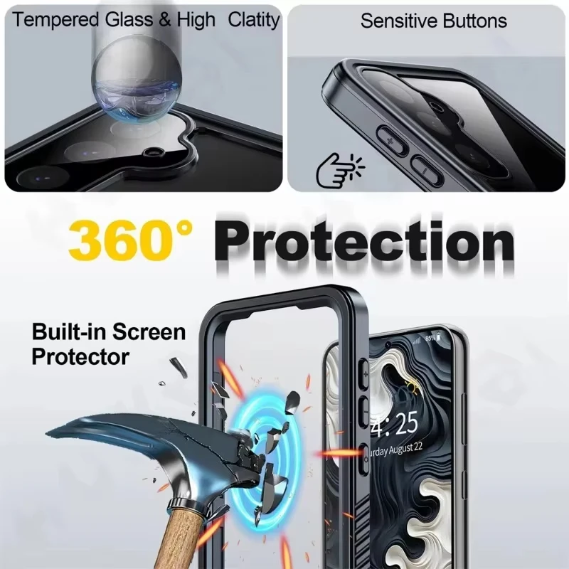 Фото Водонепроницаемый чехол IP68 для Samsung Galaxy S26 Ultra S25 Edge S24 S23 S22 S21 FE S20 Plus Note 20 Ultra, роскошный чехол для телефона для плавания №5