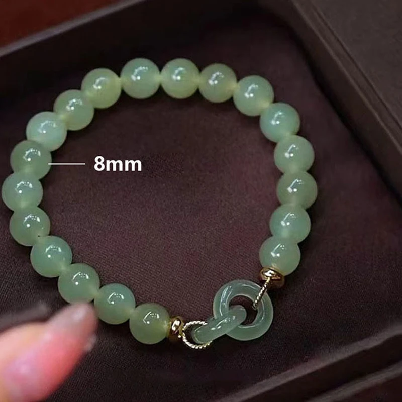 Модное двойное кольцо переплетенный нефритовый браслет из бисера Hetian женский
