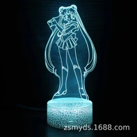 cartoon sailor moon night light 716 color touch led desk lamp bedroom lighting ornament childrens toy birthday gift