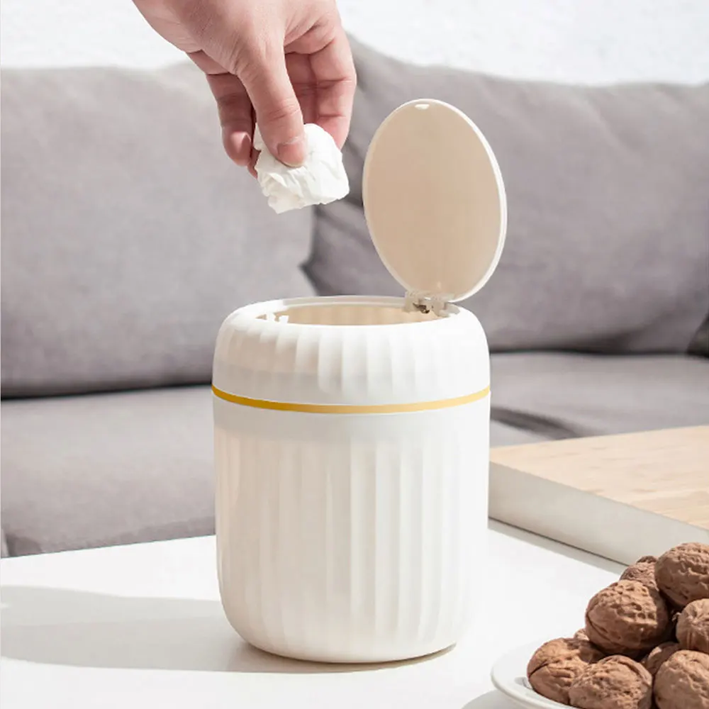 Мини-настольная Корзина Для Мусора 2024 Новая Круглая Форма С Крышкой