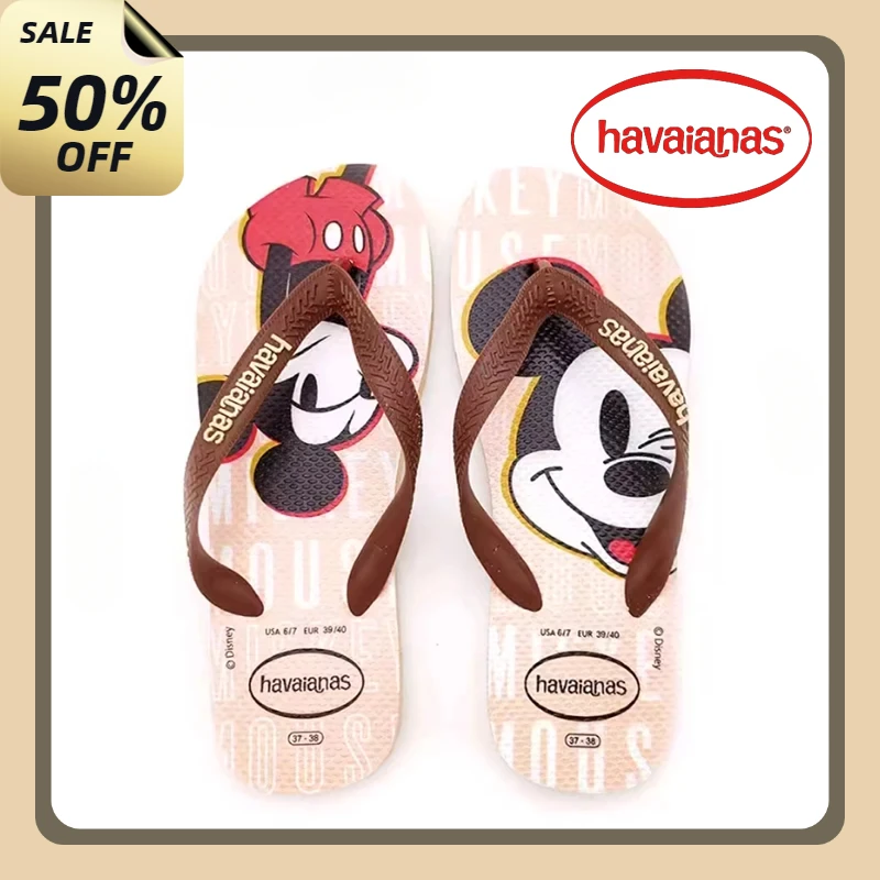 Пляжные туфли на плоской подошве с героями мультфильмов Havaianas мужские и женские