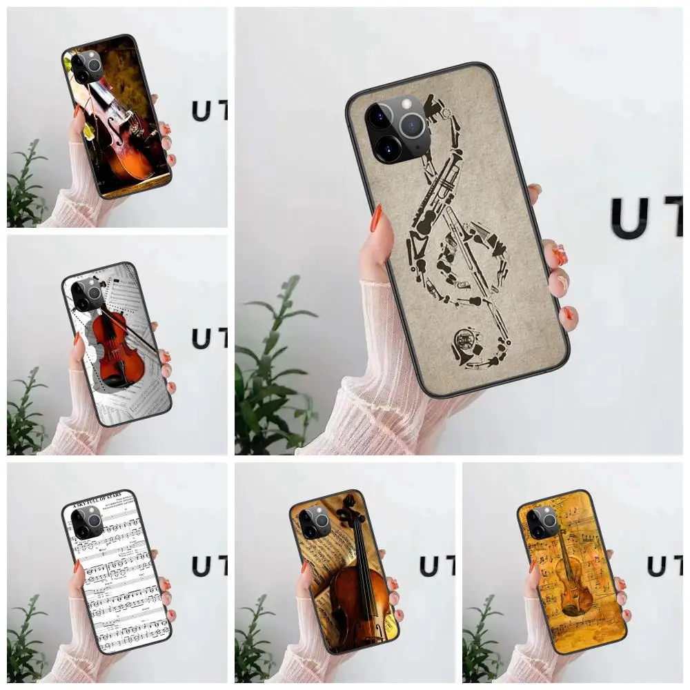Чехол-мобильный телефон для IPhone 13 12 Mini 11 Pro XS MAX, XR, X, 8, 7, 6S, 6 Plus, 5S, SE, мягкий, для скрипки и музыкальных нот