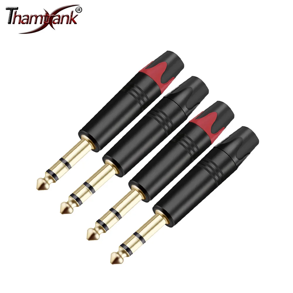10pcs 6.35mm Jack 3Poles Stereo 1/4 Inch 6.3mm Male Plug Soldering Wire Connectors Gold Plated Brass Microphone Plug Connector