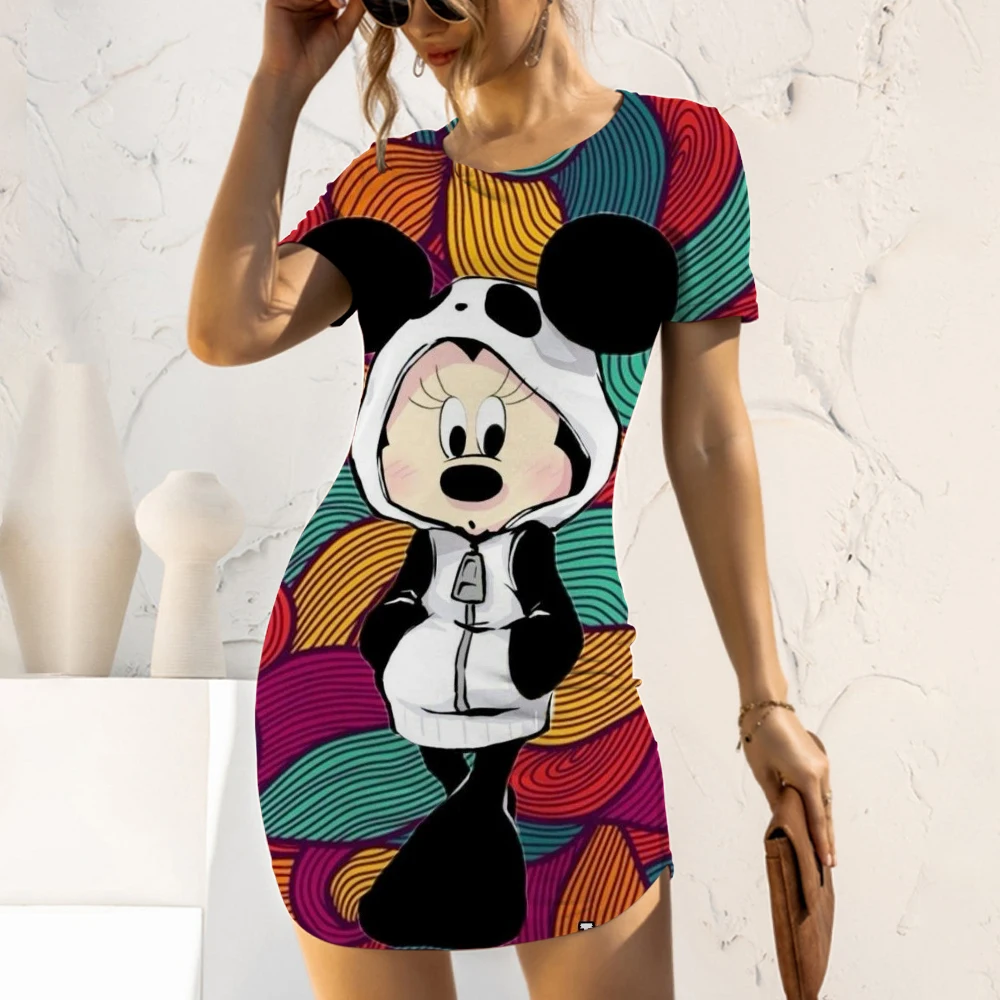 Sexy Minnie Mouse Disney Cartoon Fashion Top Summer Dresses Woman 2022 Chic and Elegant Evening Dress Tight Mickey Casual Women