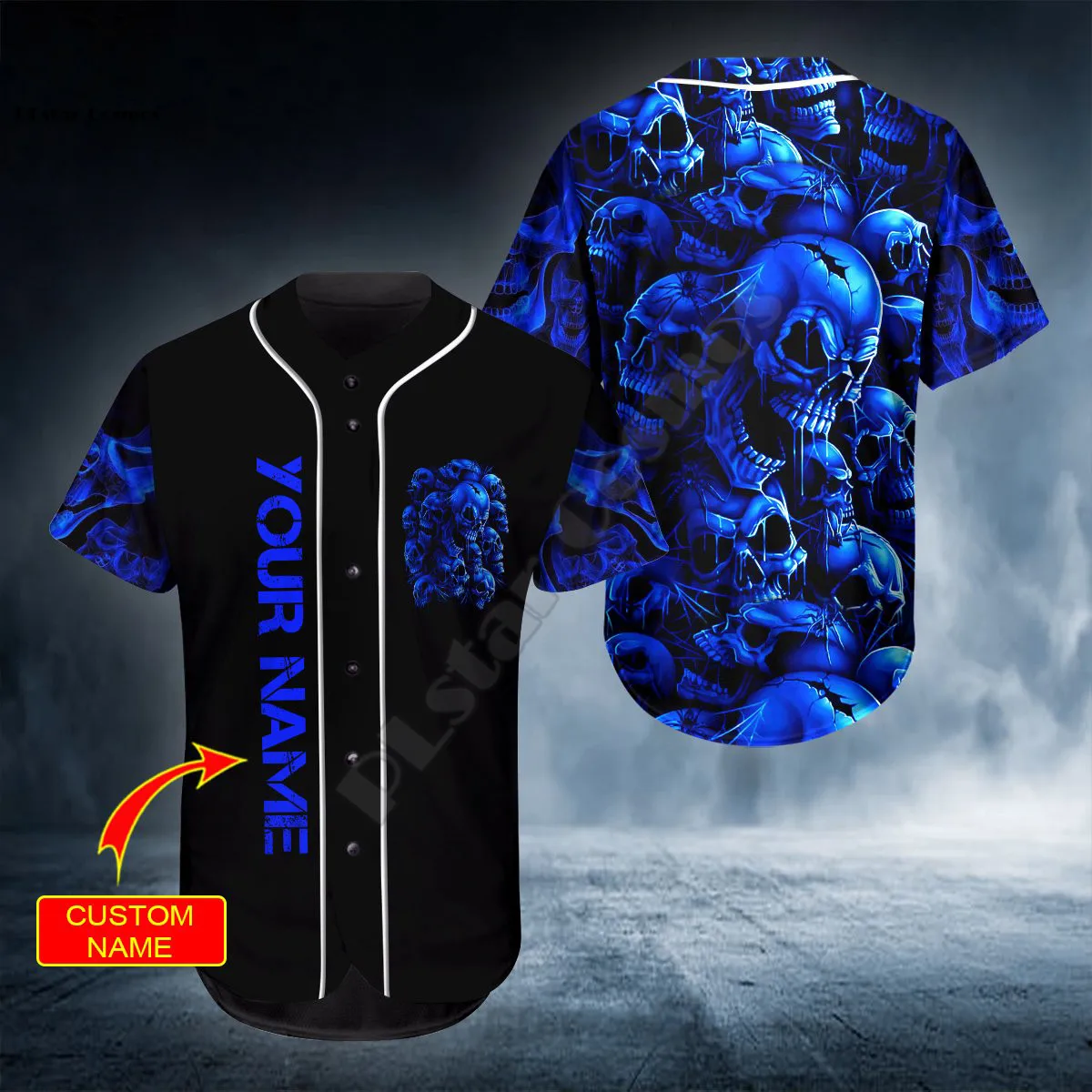 PLstar Cosmos Baseball Jersey Shirt 3d Printed Head Blood Skull Custom You Name Baseball Shirt hip hop Tops Love Skull Gift