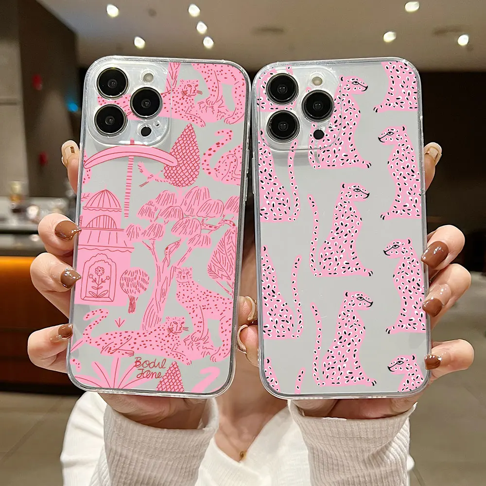 Модный розовый чехол с леопардовым рисунком для телефона OPPO Realme C67 C65 C63 C55 C53 C35 C30 C11