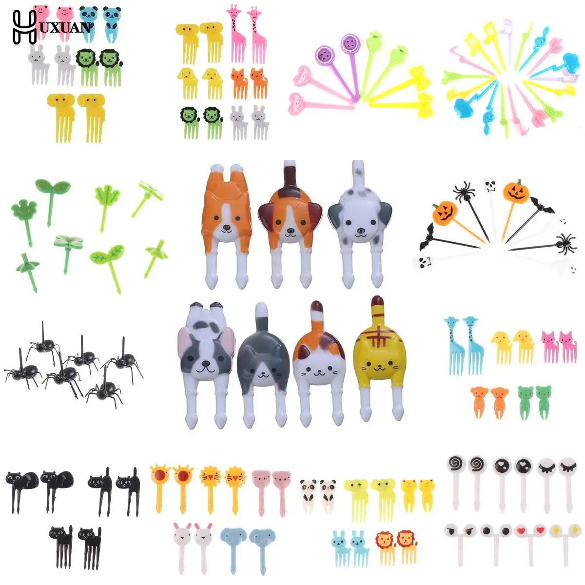 2-18pcs Animal Farm Fruit Fork Mini Cartoon Children Snack Cake Dessert Food Pick Toothpick Bento Lunches Party Decor - купить по