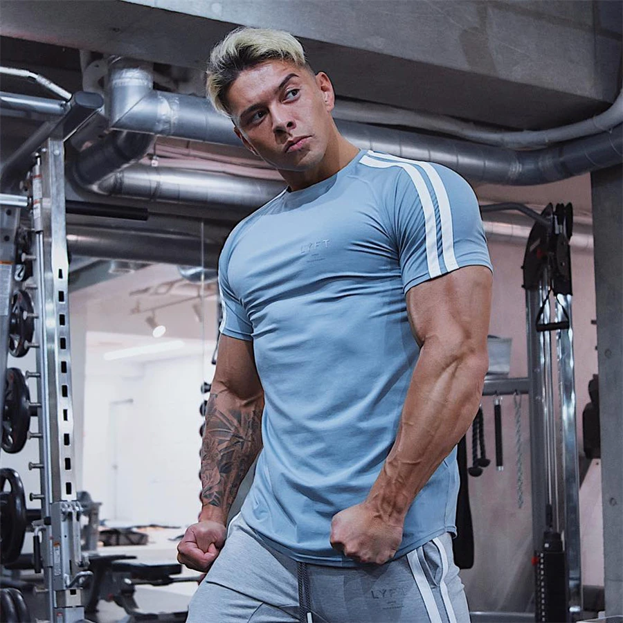 

2022 Gyms Clothing fitness Running t shirt men O-neck t-shirt cotton bodybuilding Sport shirts tops gym men training t shirt