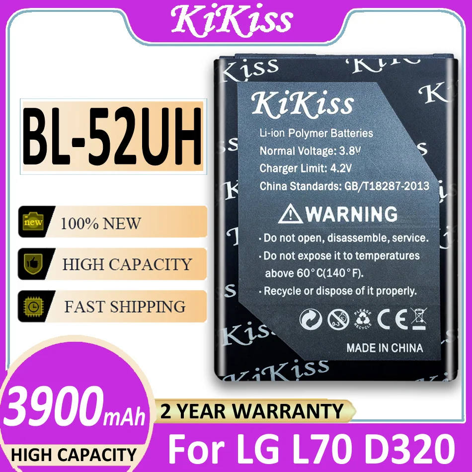

3900mAh KiKiss Battery BL-52UH Battery For LG Spirit H422 D280N D285 D320 D325 DUAL SIM H443 Escape 2 VS876 L65 L70 MS323
