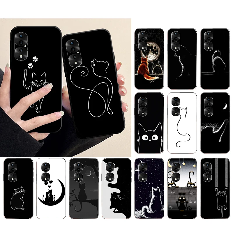 

Black Cat Phone Case for Huawei P50 Pro P30 P40 Lite P40Pro P20 lite Mate 50 20Pro 20lite Y6P Y5P Y9A Nova 70 Funda