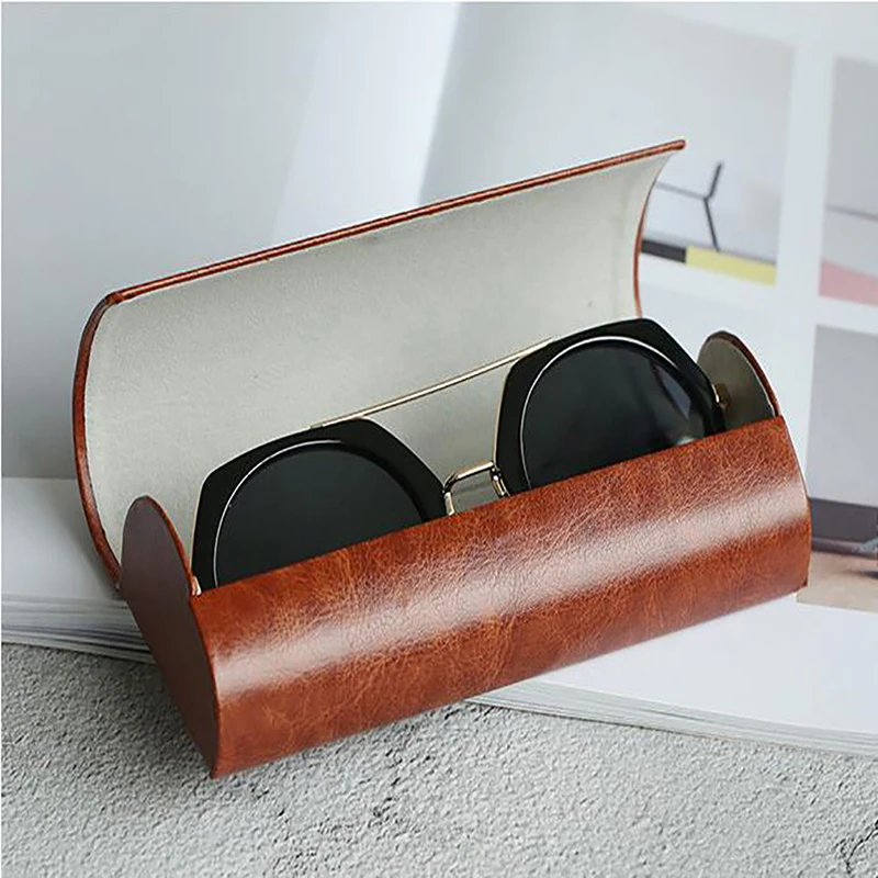 

Hot Waterproof Hard Frame Eyeglass Case Leather Glasses Case For Men Women Reading Glasses Box Multicolor Spectacle Cases