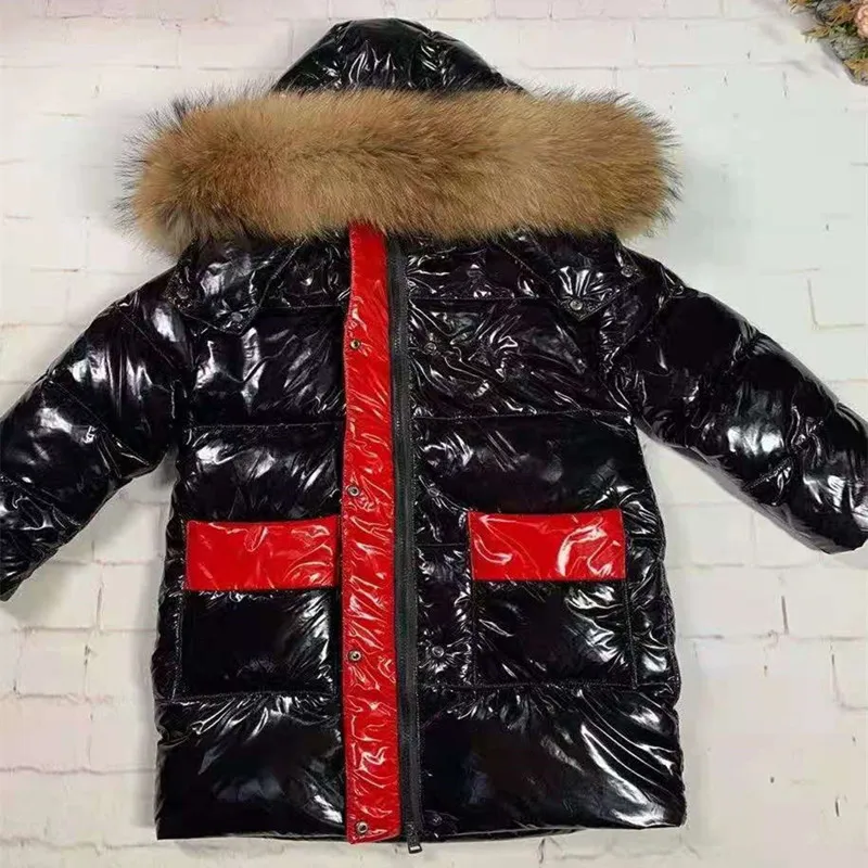 

Children's Winter Down Jacket With Hood Real Fur Brand Design Kids Warm Coat Toddler Snowsuit Baby Boy Girl 85-145 CM Parkas