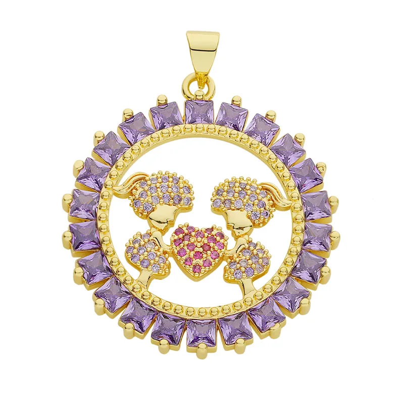 

JUYA 2022 Новая мода кубический цирконий мозаика Ожерелье Подвески Любовь девушка круглые Очаровательные Подвески DIY ювелирные изделия аксесс...