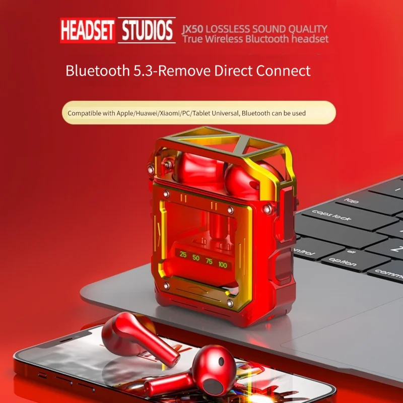 

Металлический корпус JX50 беспроводные наушники Bluetooth 5,3 ENC умные Игровые наушники с шумоподавлением 45 мс ультра низкая задержка наушники