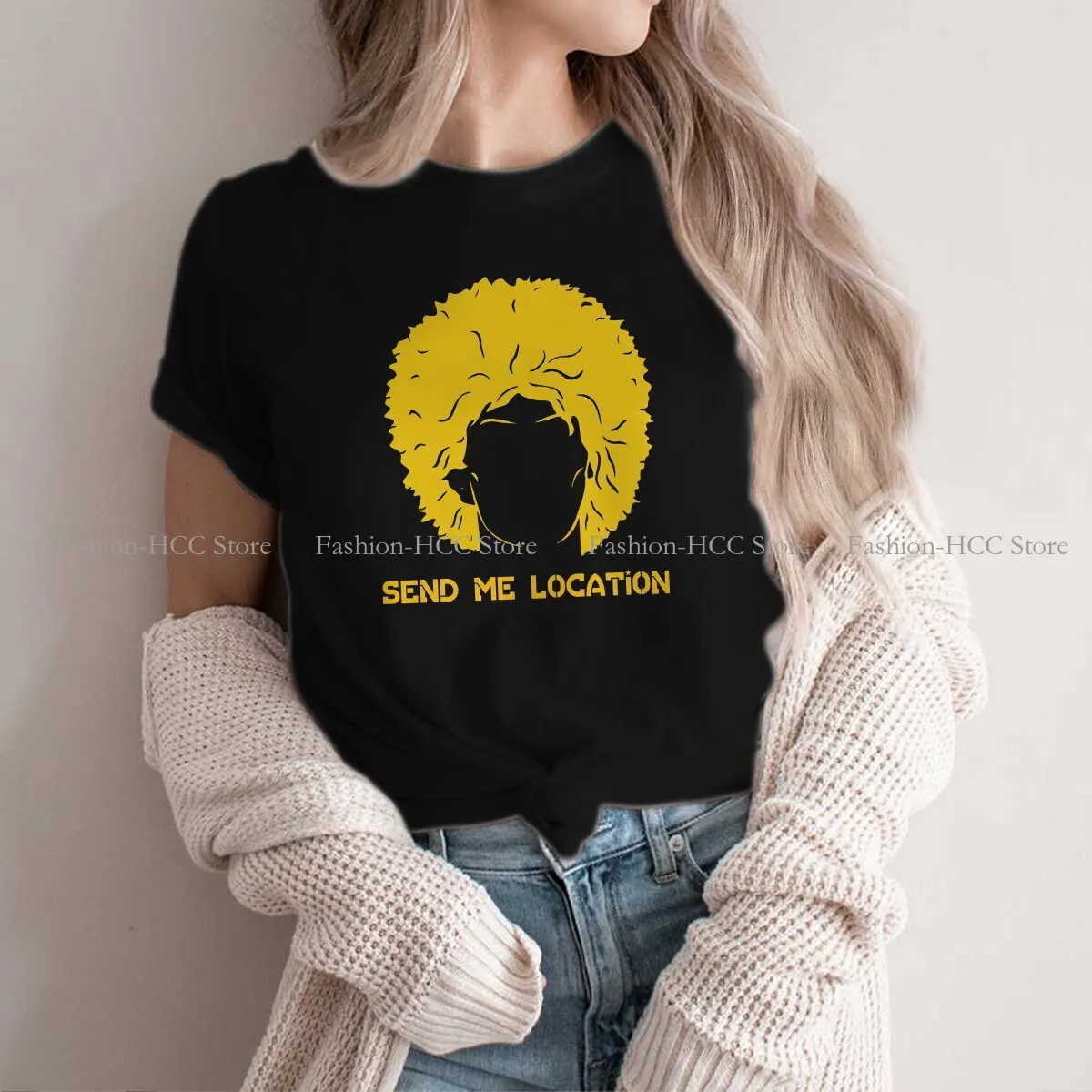 

Khabib Nurmagomedov Boxer Hawk Eagle Polyester TShirt for Women Khabib Send Me Location Classic Humor Casual Tee T Shirt