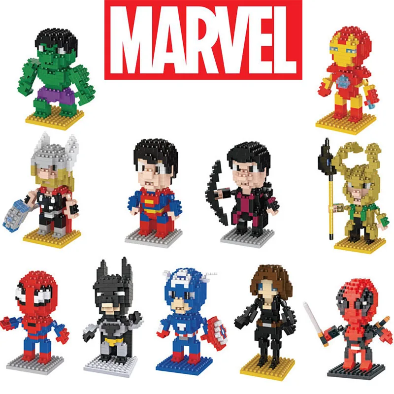 

Disney Cartoon Building Blocks iron Man Hawkeye Loki Thor Hulk Spider-Man Captain America Bricks Action Figure Toy Kids Gift