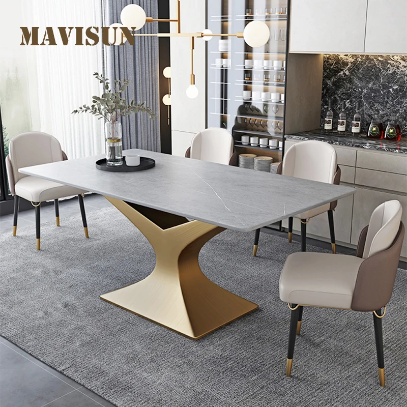 

Large Villa Rectangular Dining Table For 6 People Nordic Restaurant Dining Table With Chairs Custom Slate Kitchen Furniture Set