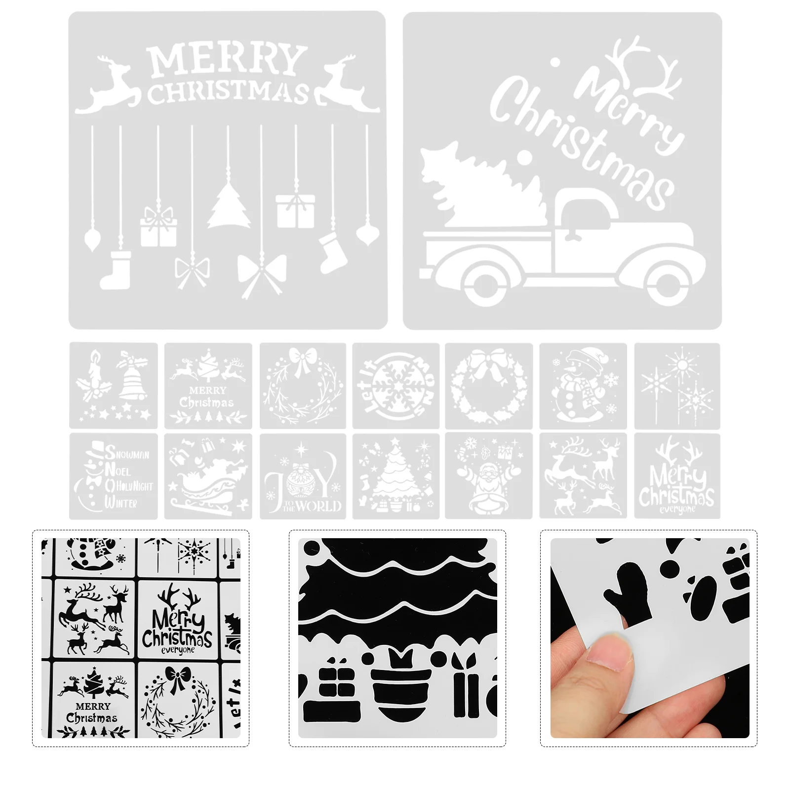 

Stencils Christmas Stencil Painting Reusablespray Craft Silk Template Drawing Screen Printing Templates Diy Holiday Farmhouse