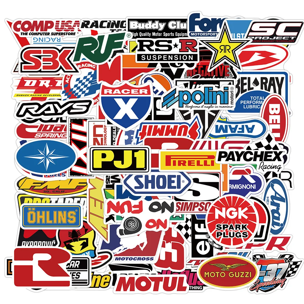 

100 pieces of Racing car racing logo graffiti stickers mobile phone skateboard luggage waterproof no glue stickers