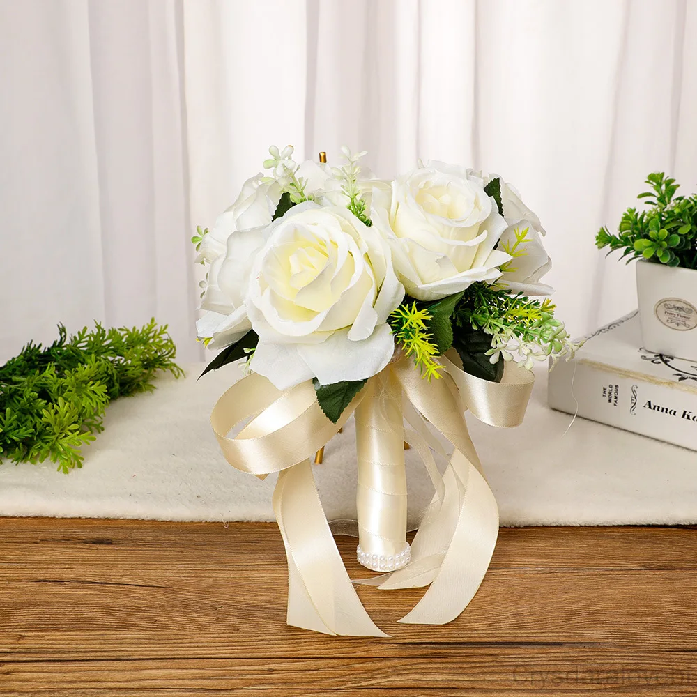 

Western-style Wedding Bouquet Silk Flower Simulation Rose Flower Bouquet Trumpet New Mori Bridal Bouquet