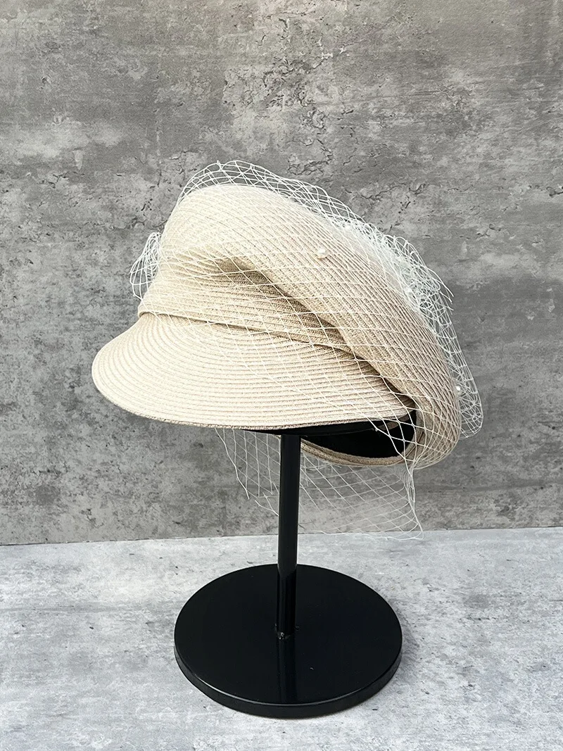 Женская соломенная кепка газетчика козырек от солнца защита ультрафиолета шляпа