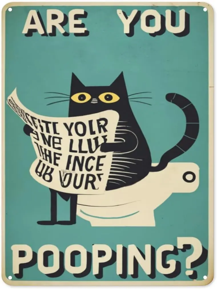 Vntge Funny Blck Ct Tn Sgn - Retro re You Poopng Metl Wll rt для дома спальни кафе паба клуба Ktchen Grge De