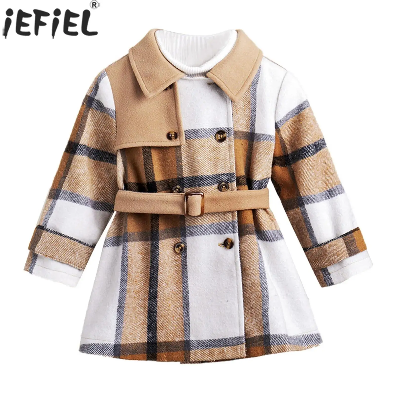 

Little Girls Winter Woolen Overcoat Long Sleeve Fashion Windproof Warm Outerwear Wedding Birthday Party Coat School Daily wear