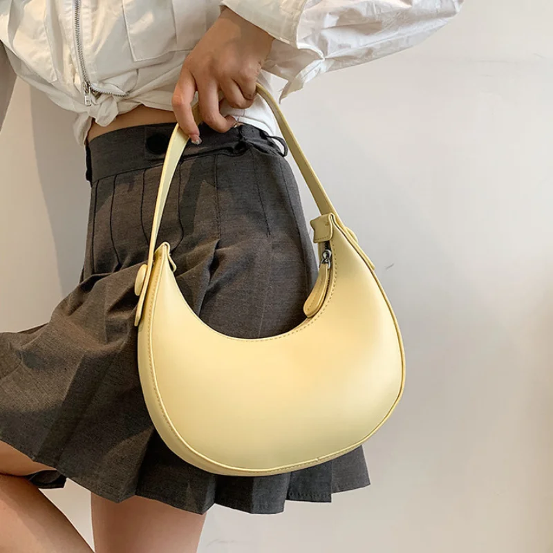 Women's Fashion Simple Trend Hand Bag Simple Underarm Tote One Shoulder Handbags for Women Solid Color Retro Purses and Handbags