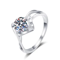 diamond ring sterling silver ring female angel kiss 1 carat moissanite ring plating