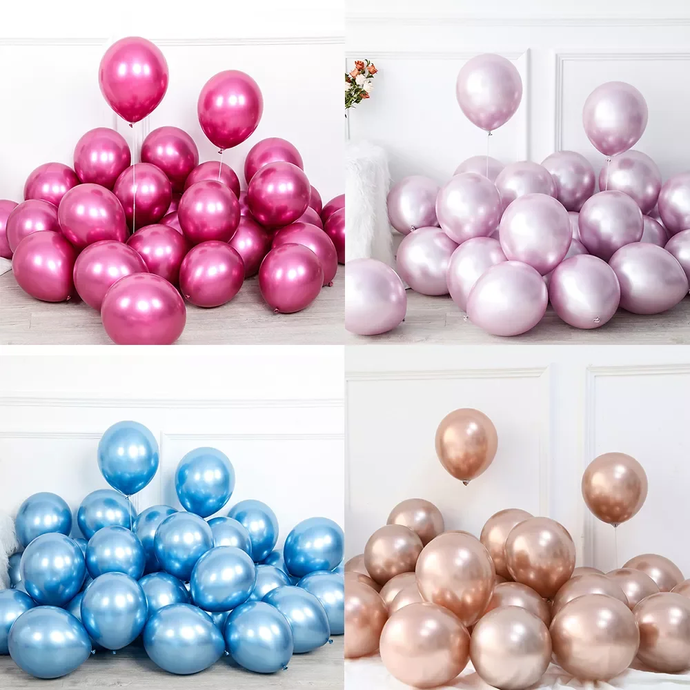 

30pcs/Set 10inch New Glossy Hot Pink Metal Pearl Latex Balloons Rose Gold Thick Chrome Metallic Inflatable Air Balls Globos