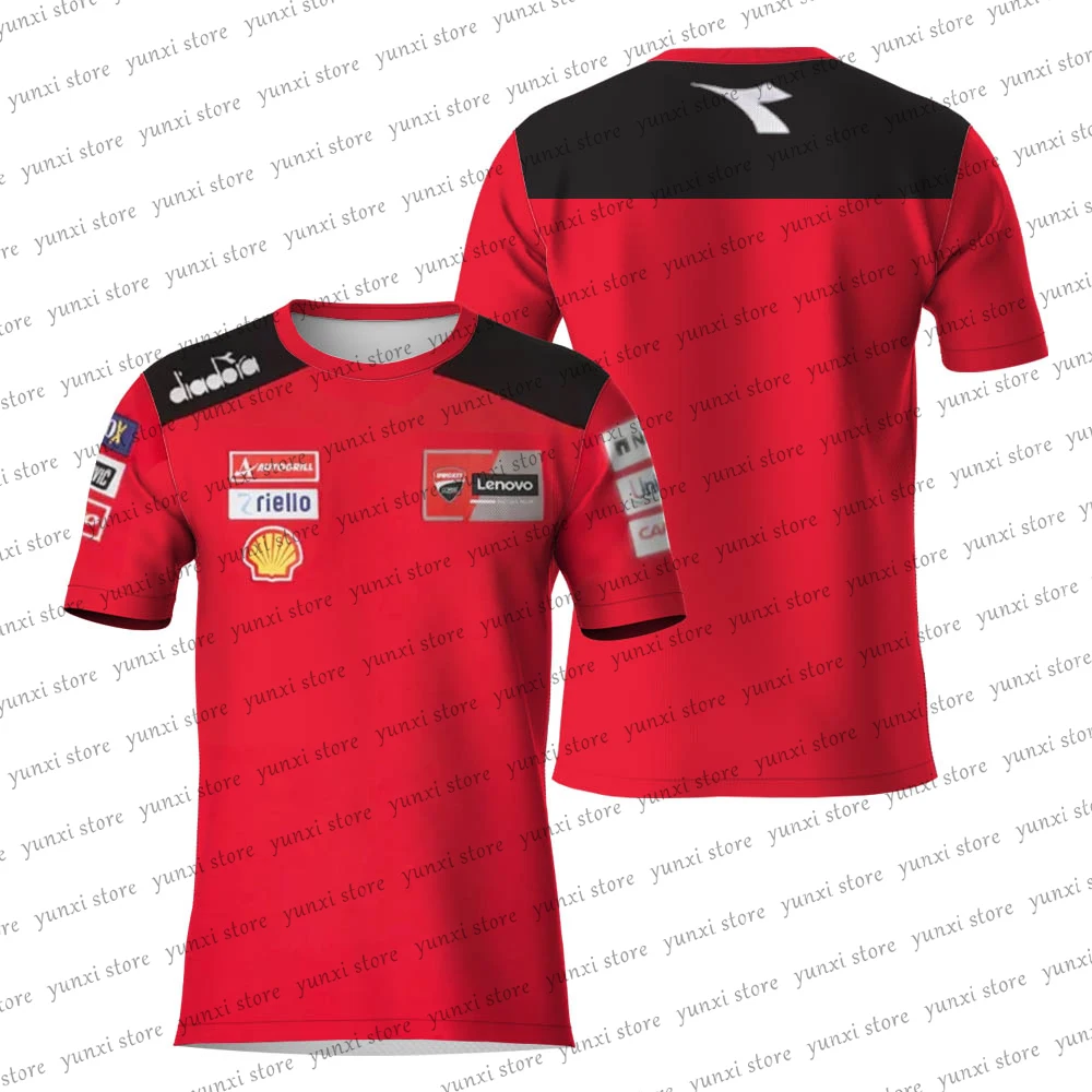 

New Men's T-Shirt MOTO GP Outdoor Motorcycle Riding Shirt Red Racing Summer Breathable Super O Neck Short Sleeve Hot Ducati Tops