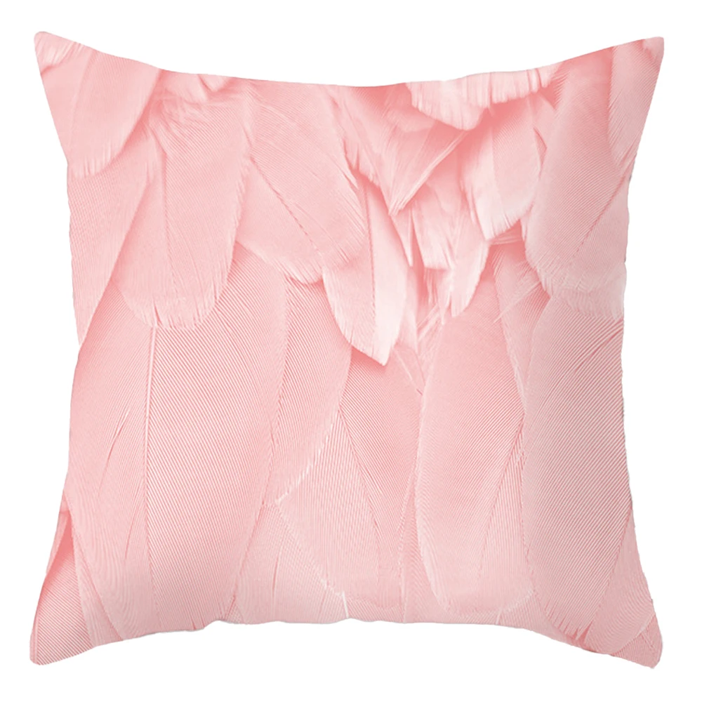 45x45cm Luxury Pink Feather Print Pillowcase Geometric Marble Pillow Case Cushion Cover Pillowcases Covers Decorative |