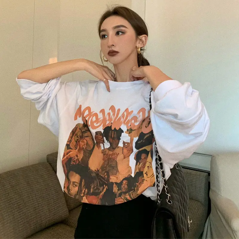 

2023 Street Style Autumn Long Sleeve T-Shirt Women Letter Print Tee Shirt Oversize T Shirt Women Casual O-neck Women Tshirt