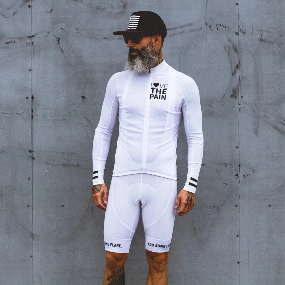 

Love The Pain white Cycling Jersey suit USA ciclismo team clothing 2020 men shirt Long sleeve bib shorts road bike tri suit MTB