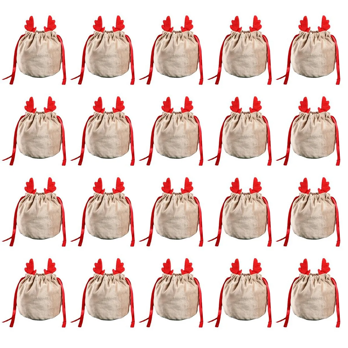 

20Pcs Christmas Candy Bags Bags Velvet Draw String Bunny Gift Packing Bags Party Decoration Navidad Gift B