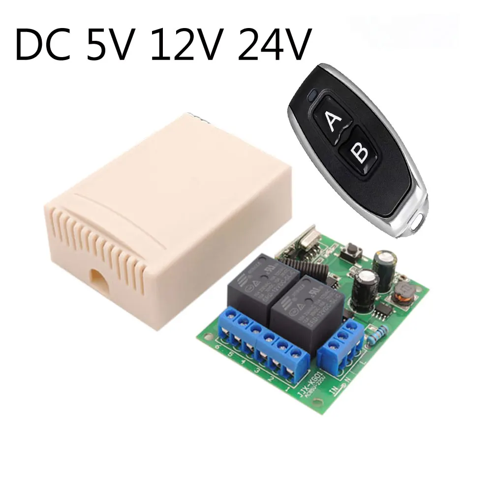 

433Mhz RF Remote Control Circuit Universal Wireless Switch DC 5V 12V 24V 2CH rf Relay Receiver and Keyfob Transmitter for Garage