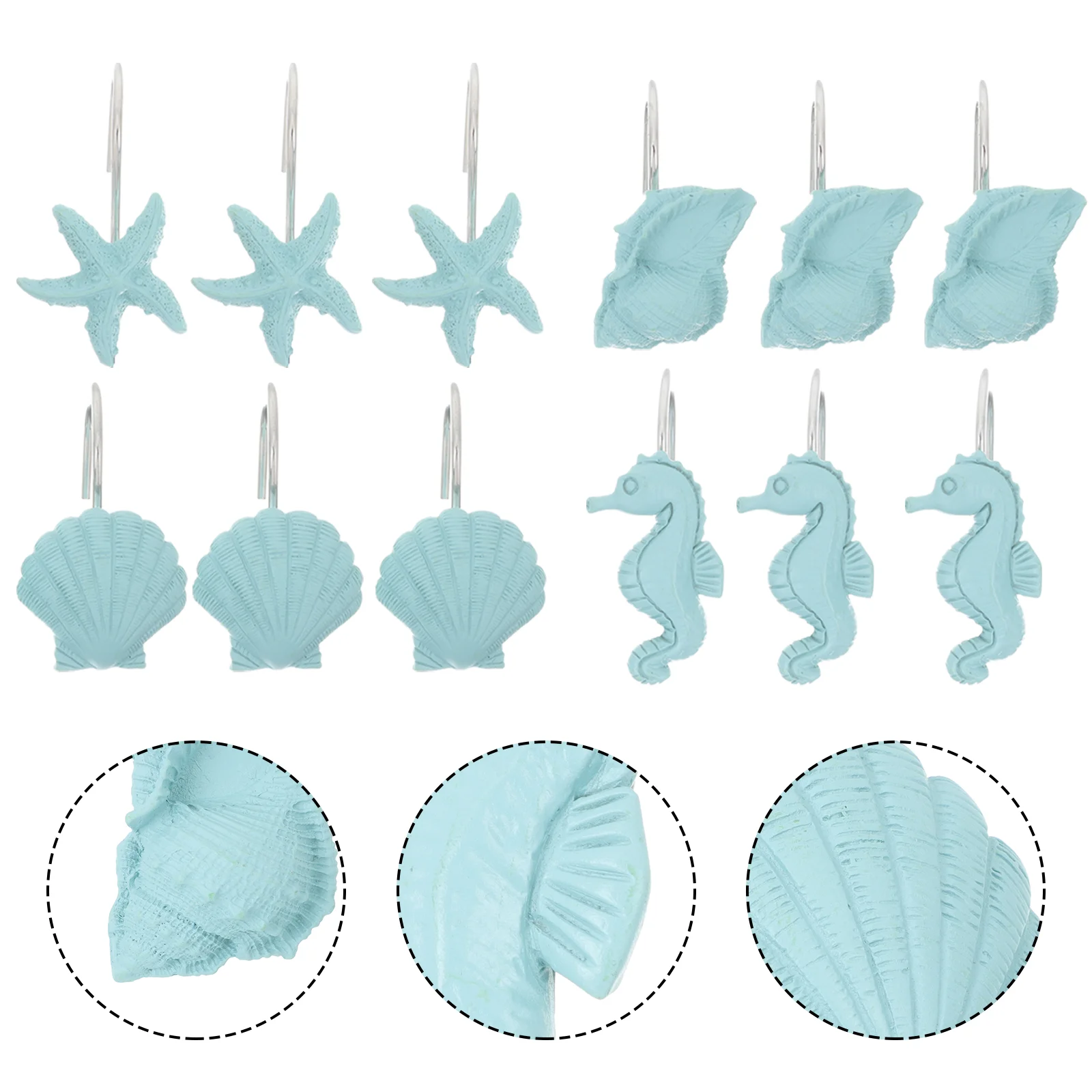 

12pcs Fashion Decorative Ocean Curtain Hooks Creative Resin Hooks