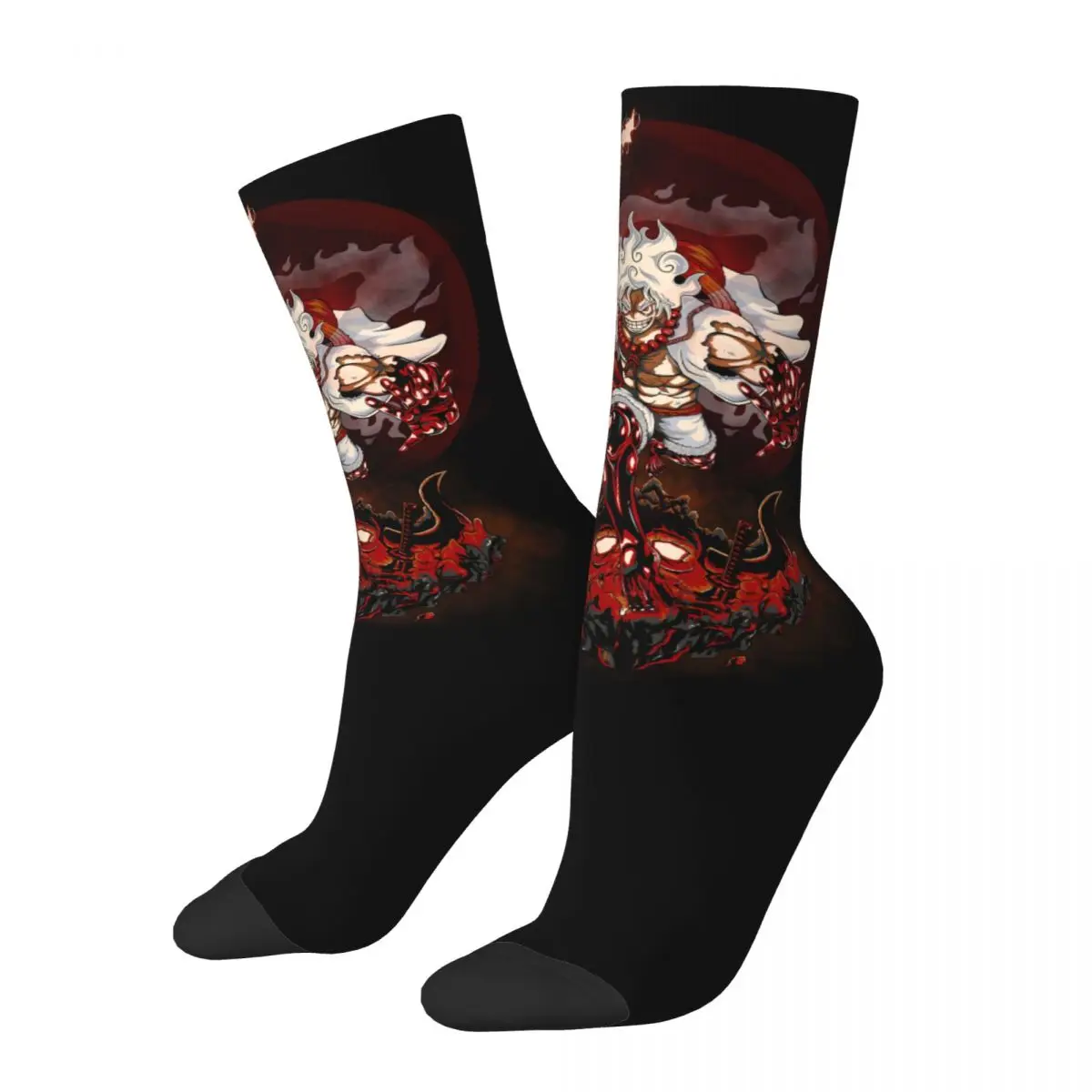 

Слитные короткие носки Harajuku Gear 5 Luffy Gomu no Mi Luffy's Attack, милые средние Носки, рождественские подарки для женщин и мужчин